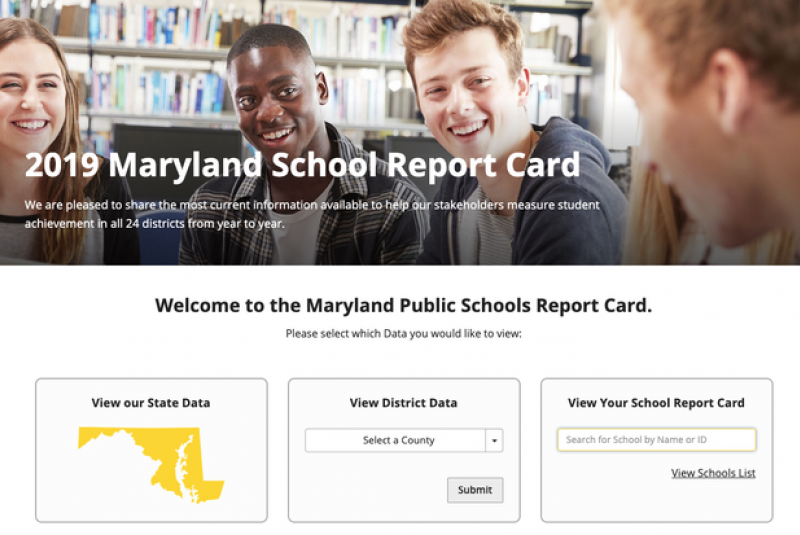 Screenshot of maryland schools report card site